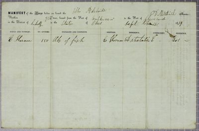 Adelaide, Manifest, 12 September 1839