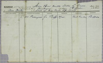 United States, Manifest, 19 September 1839