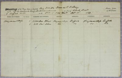 Osceola, Manifest, 14 October 1839