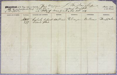 Virginia, Manifest, 1 November 1839