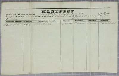 Atalanta, Manifest, 11 November 1839