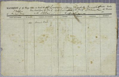 Mary Elizabeth, Manifest, 13 November 1839