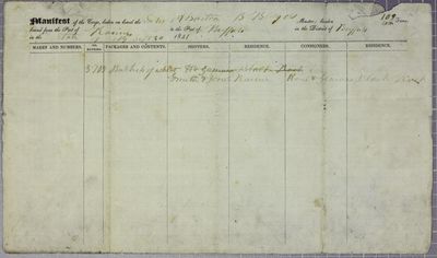 Agnes Barton, Manifest, 6 October 1841