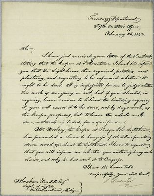 Treasury Department, Letter, 25 February 1842