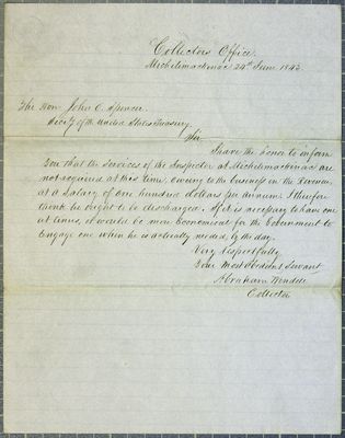 Treasury Department, letter, 24 June 1843