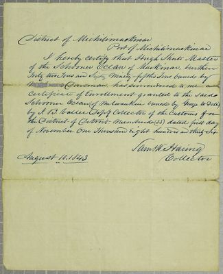 Ocean, Manifest, 10 August 1843