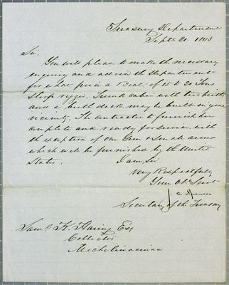 Treasury Department, letter, 21 September 1843