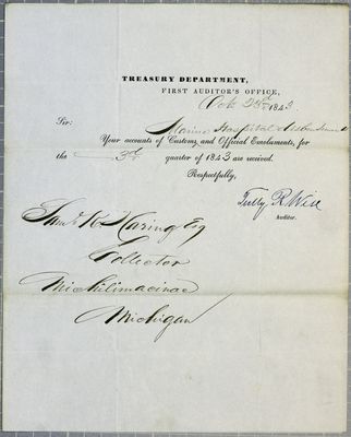 Treasury Department, letter, 23 October 1843