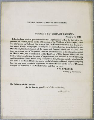 Treasury Department, Circular, 12 January 1844