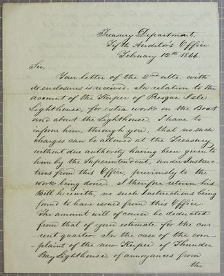 Treasury Department, Letter, 12 February 1844