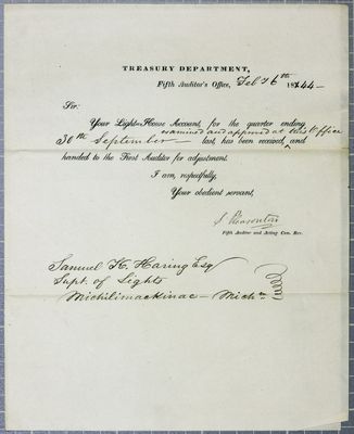 Treasury Department, letter, 16 February 1844