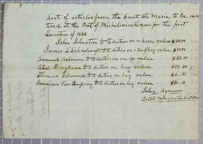 Sault Ste. Marie Entrances, Report, 31 March 1844