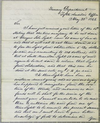 Treasury Department, letter, 22 May 1844