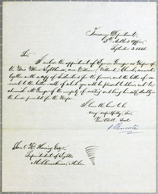 Treasury Department, letter, 5 September 1845