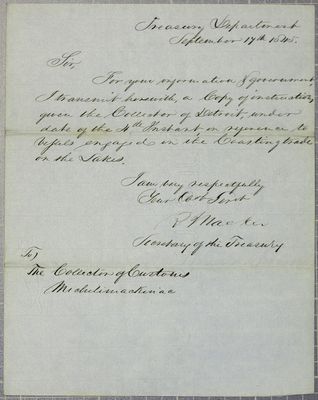 Treasury Department, Letter, 17 September 1845