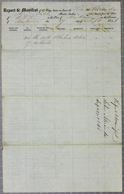 Merinda, Manifest, 17 September 1846