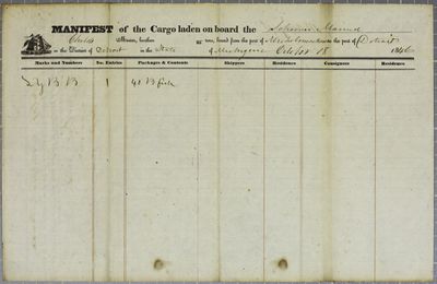 Merinda, Manifest, 18 October 1846