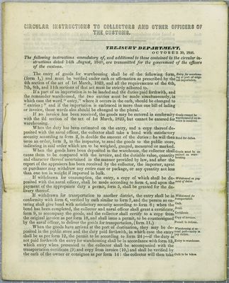 Treasury Department, Circular, 30 October 1846