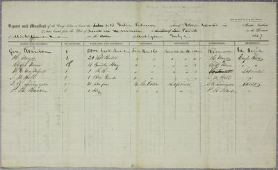 Julia Palmer, Manifest, 2 July 1847