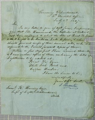 Treasury Department, letter, 8 July 1847