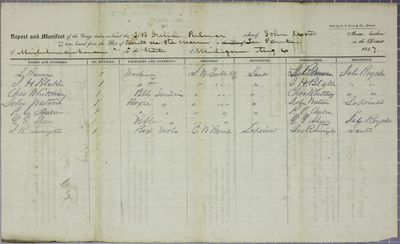 Julia Palmer, Manifest, 6 August 1847