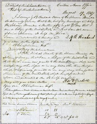 Merinda, Manifest, 19 August 1847