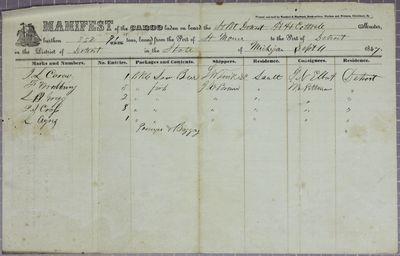 Detroit, Manifest, 4 September 1847