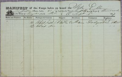 Ellen, Manifest, 5 September 1847