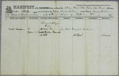 Julia Palmer, Manifest, 11 September 1847