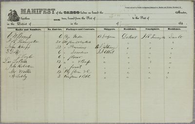 Detroit, Manifest, 18 September 1847