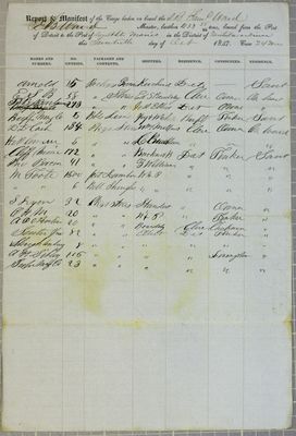 Samuel Ward, Manifest, 20 October 1847