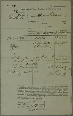 Detroit, Manifest, 23 June 1848