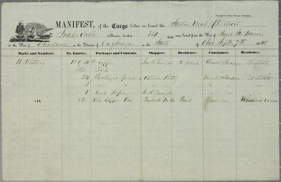 Detroit, Manifest, 7 September 1848