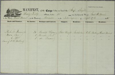 Argyle, Manifest, 17 September 1848