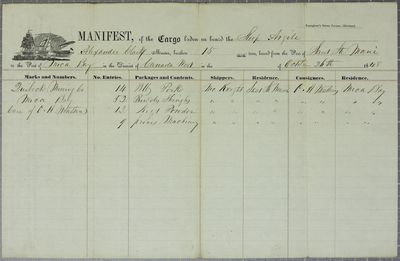 Argyle, Manifest, 26 October 1848