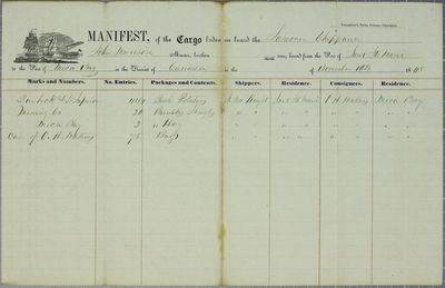 Chippewa, Manifest, 10 November 1848