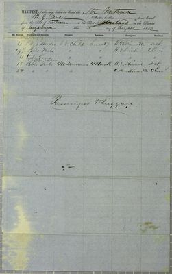 Northerner, Manifest, 5 August 1852