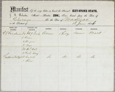 Key Stone State, Manifest, 16 June 1856