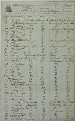 General Taylor, Manifest, 6 September 1856