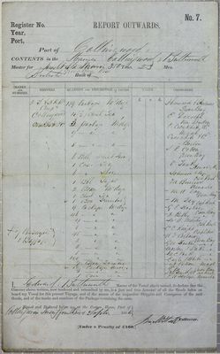 Collingwood, Manifest, 24 September 1856