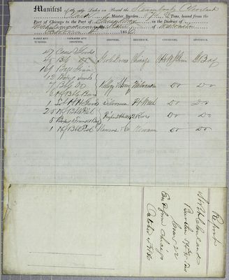 Cleveland, Manifest, 4 October 1856