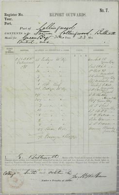 Collingwood, Manifest, 6 October 1856