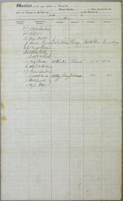 Cleveland, Manifest, 11 October 1856