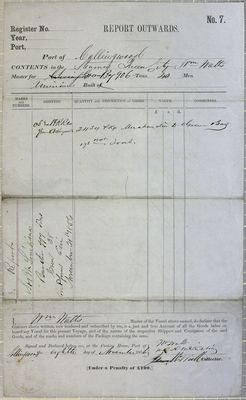 Queen City, Manifest, 8 November 1856