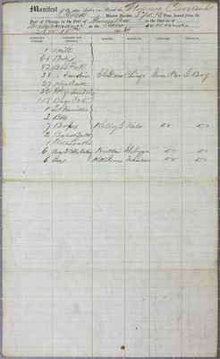 Cleveland, Manifest, 10 November 1856