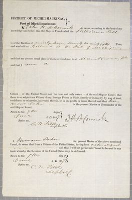 Oath, schooner William Tell, 7 June 1857