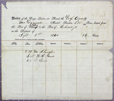 Ogontz, Manifest, 1 September 1860