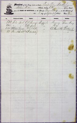 Rocket, Manifest, 8 September 1860