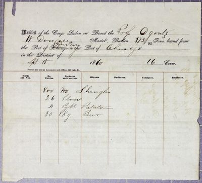 Ogontz, Manifest, 15 September 1860