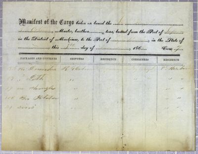 vessel not named, Manifest, 3 July 1863